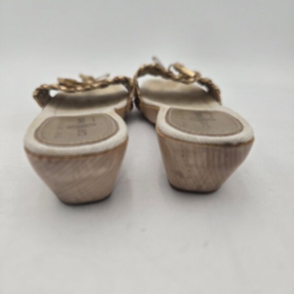 THE ORIGINAL CAR SHOE Gold Tassel Wooden Slip On Italy Womens 35 4.5 Leather - Picture 10 of 11